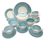 Shelly Pole Star pattern tea service for five comprising teapot
