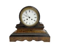 French - 19th century 8-day library clock in a walnut veneered and ebonised case c1870