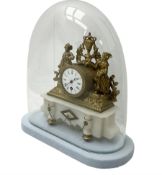 French - late 19th century gilt spelter and alabaster 8-day timepiece mantle clock