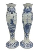 Pair of Delft blue and white vases