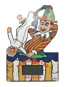 Large painted wooden Punch and Judy show fairground sign