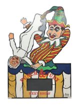 Large painted wooden Punch and Judy show fairground sign