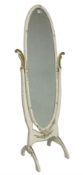 Classical French design white painted cheval dressing mirror