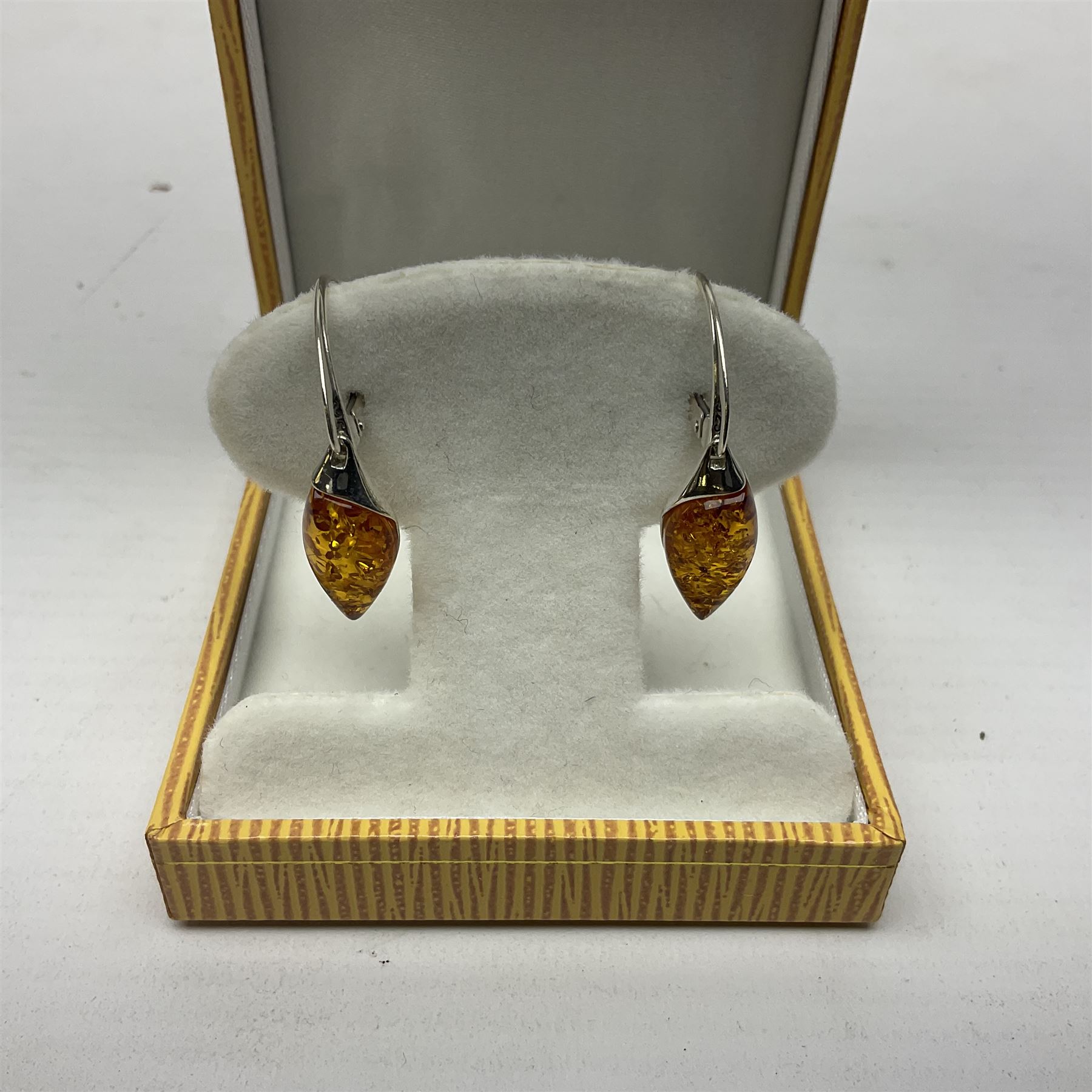 Pair of silver Baltic amber pendant earrings - Image 2 of 4