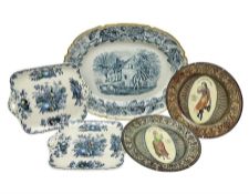 Copeland Spode blue and white meat platter with gilt edge