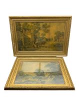 Two large early 20th century landscape chromolithographs