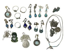 Silver and silver stone set jewellery including earrings and necklaces