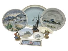 Two Highland Stoneware painted plates