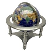 Polished hardstone terrestrial globe
