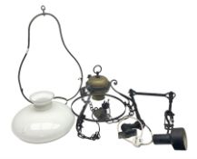 Wrought iron and brass ceiling light