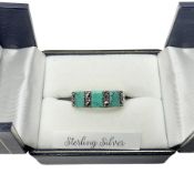 Silver turquoise and marcasite ring