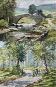 Ken Johnson (British 20th century): 'The Bridge at Yockenthwaite - Wharfedale' and A Forest Gate