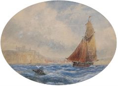 English School (19th century): Lowestoft Fishing Boat off Whitby