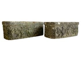 Pair of cast stone garden planters