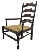 Georgian design oak country low armchair