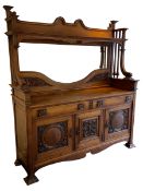 Late 19th century Arts & Crafts period oak mirror back sideboard