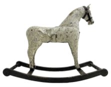 Late 19th to early 20th century painted leather dappled grey rocking horse