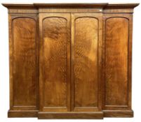 19th century figured mahogany quadruple breakfront press wardrobe