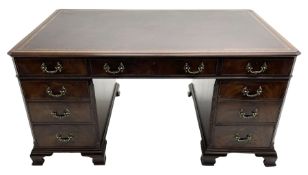 Large Georgian design mahogany twin pedestal partner's desk
