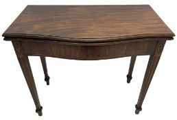 George III inlaid mahogany serpentine card table