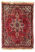 Persian Hamadan crimson ground rug