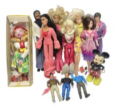Pelham Puppet - Tyrolean Girl in yellow box; three 'A' Team action figures; clockwork plastic Mickey