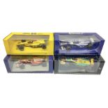 Four Paul's Model Art 1:18 scale die-cast racing cars - Jacques Villeneuve Williams Mecachrome Launc