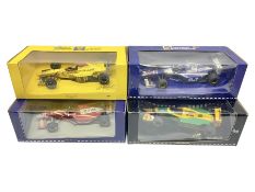 Four Paul's Model Art 1:18 scale die-cast racing cars - Jacques Villeneuve Williams Mecachrome Launc