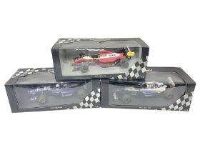 Three Paul's Model Art Grand Prix 1:18 scale die-cast racing cars - Williams Renault FW17 D. Hill; F