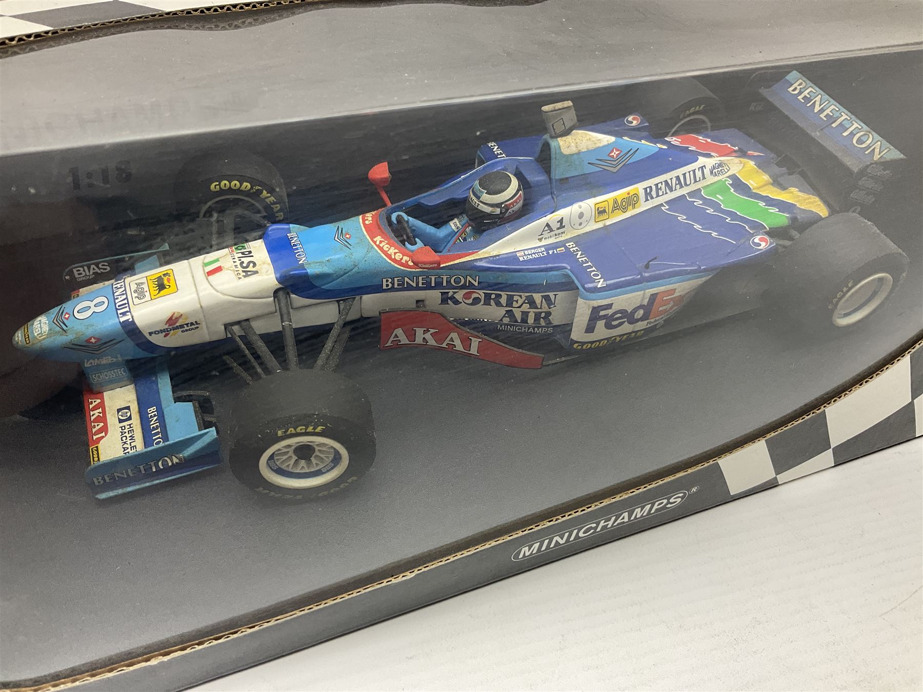 Three Minichamps 1:18 scale die-cast racing cars - Bar 01 Supertec R. Zonta 1999; Benetton b197 Rena - Image 8 of 8