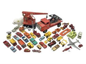 Tri-ang tin-plate breakdown lorry and mobile crane; Steiff plush covered polar bear; and quantity of