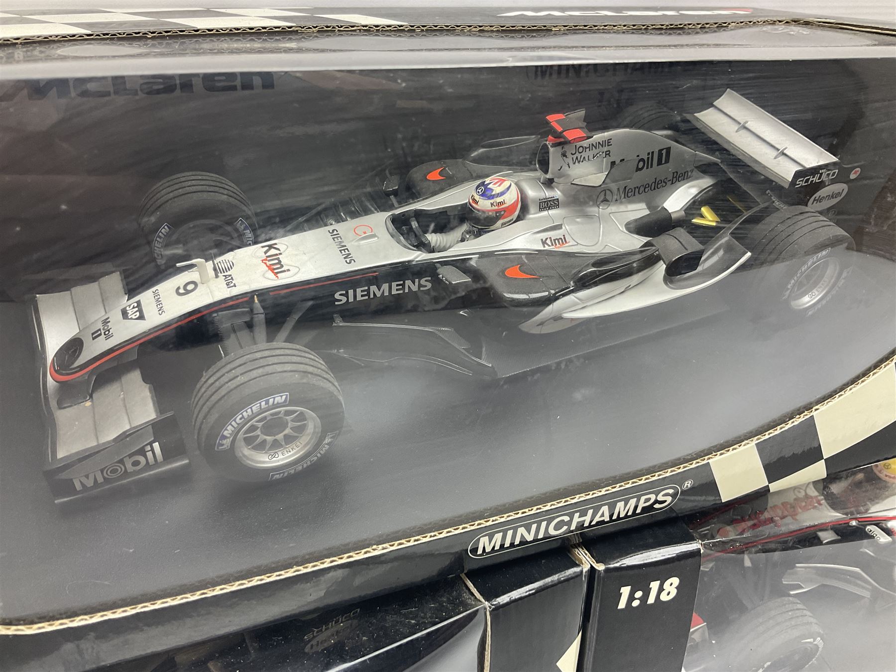 Three Minichamps 1:18 scale die-cast McLaren racing cars - Mercedes MP4-19 D. Coulthard; Mercedes MP - Image 3 of 7