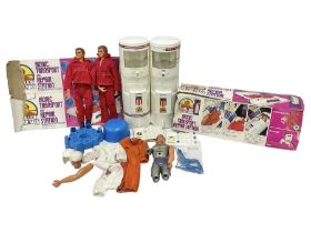 Six Million Dollar Man - two 1975 Bionic Transport and Repair Stations with related figures