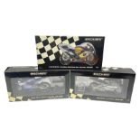 Three Minichamps 1:12 scale die-cast models of motorcycles - Suzuki GSX-R1000 Team Alstare Suzuki Co