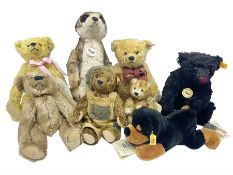 Seven modern Steiff teddy bears comprising two limited edition '1908 Paul the Growler' bears Nos.112