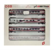 Hobbytrain 'N' gauge - OBB Railjet 175 Jahre Edition 4-tlg. mit Steuerwagen four car set; boxed
