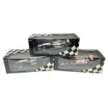 Three Minichamps 1:18 scale die-cast McLaren racing cars - Mercedes MP4-19 D. Coulthard; Mercedes MP