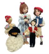 Anna Meszaros Hungary - five hand made needlework figurines including goose girl with stick H20cm; s