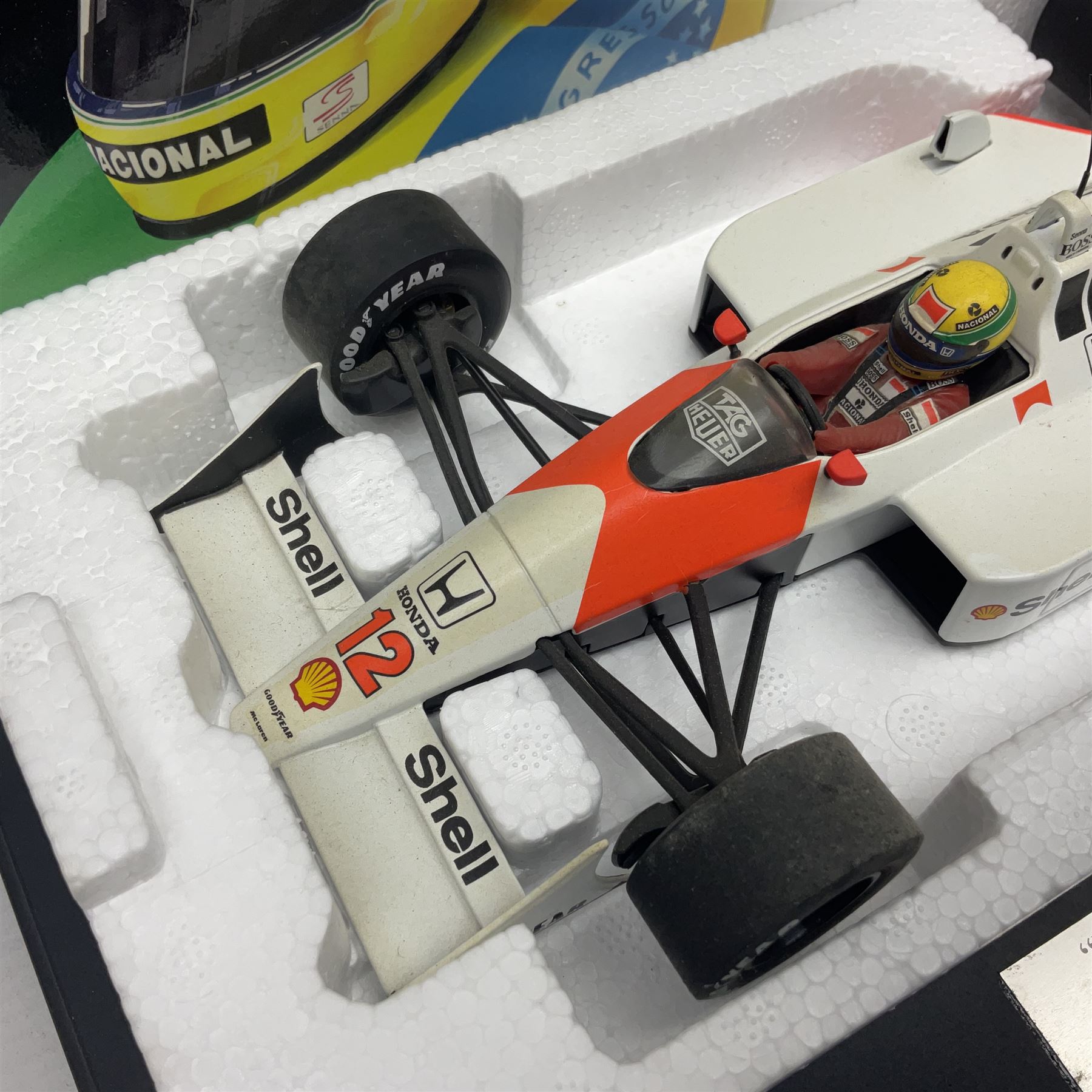 Ayrton Senna Racing Car Collection - McLaren MP4/4 1988 World Champion; boxed; with separate stand t - Image 3 of 9