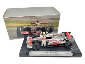 Mattel Hot Wheels 1:18 scale die-cast racing car - Vodaphone McLaren Mercedes; boxed with stand