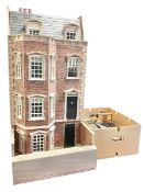 'The Hollies' - good quality sectional wooden doll's house in the form of a Georgian style four-stor