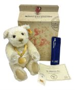 Modern Steiff teddy bear - The Millenium Bear No.34709 with golden pendant H32cm; in original box wi