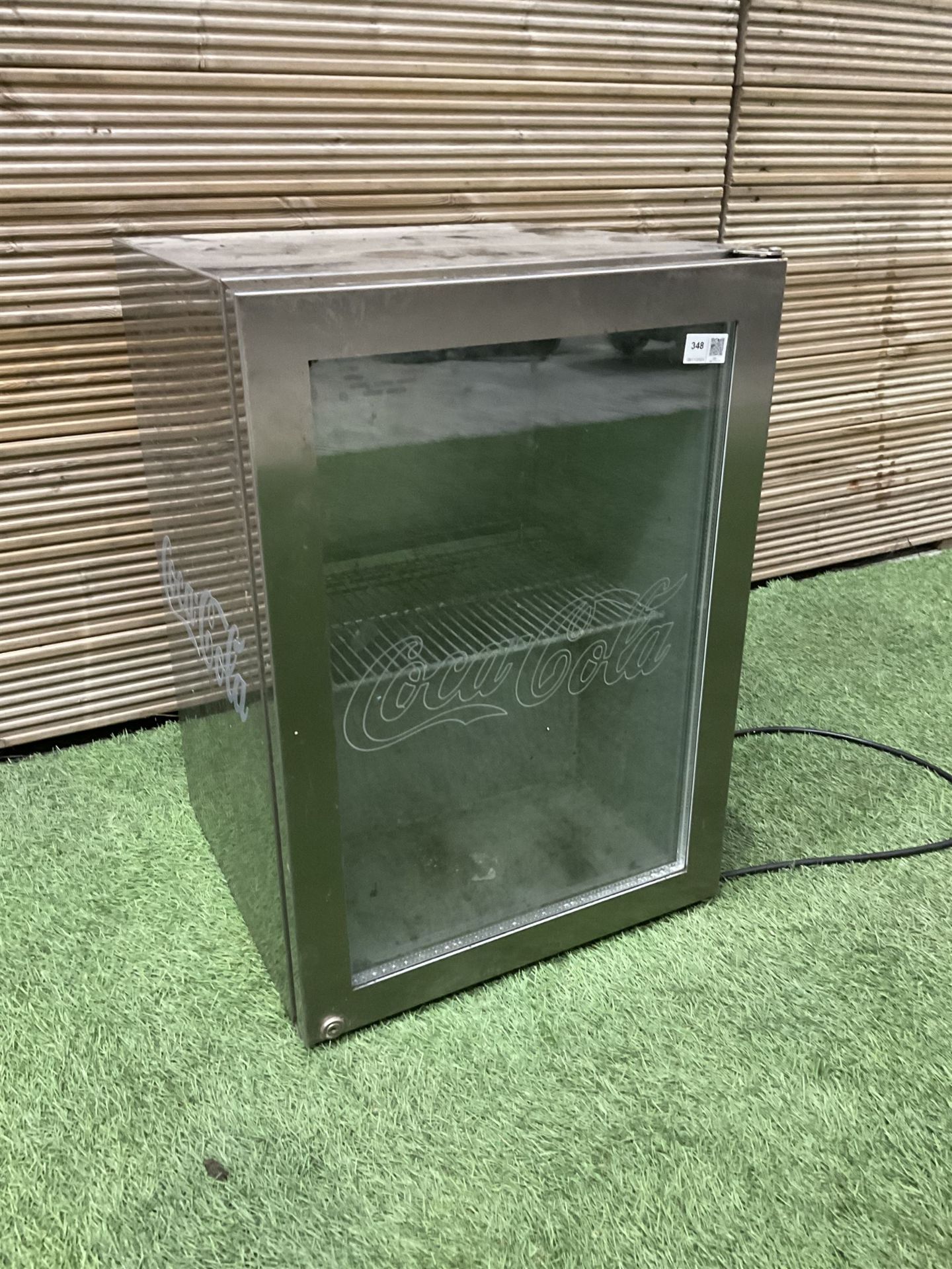 CocaCola stainless steel see trough mini fridge - THIS LOT IS TO BE COLLECTED BY APPOINTMENT FROM D