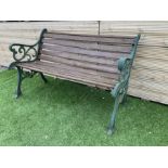 Cast metal and wood slatted garden bench