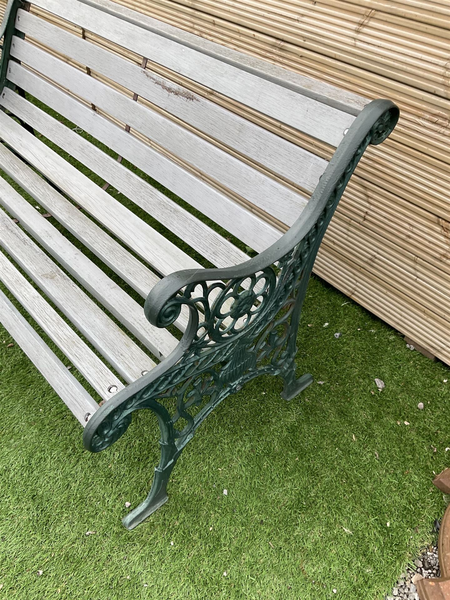 Cast iron and slatted wood bench - Image 3 of 3