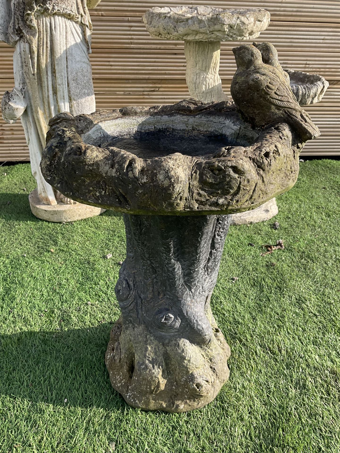 Cast stone garden figure and two bird baths - Image 4 of 5