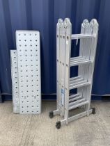 Aluminium four section multi purpose platform ladders