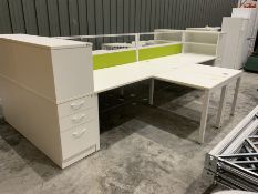 Modular two desk office system - comprising two desks
