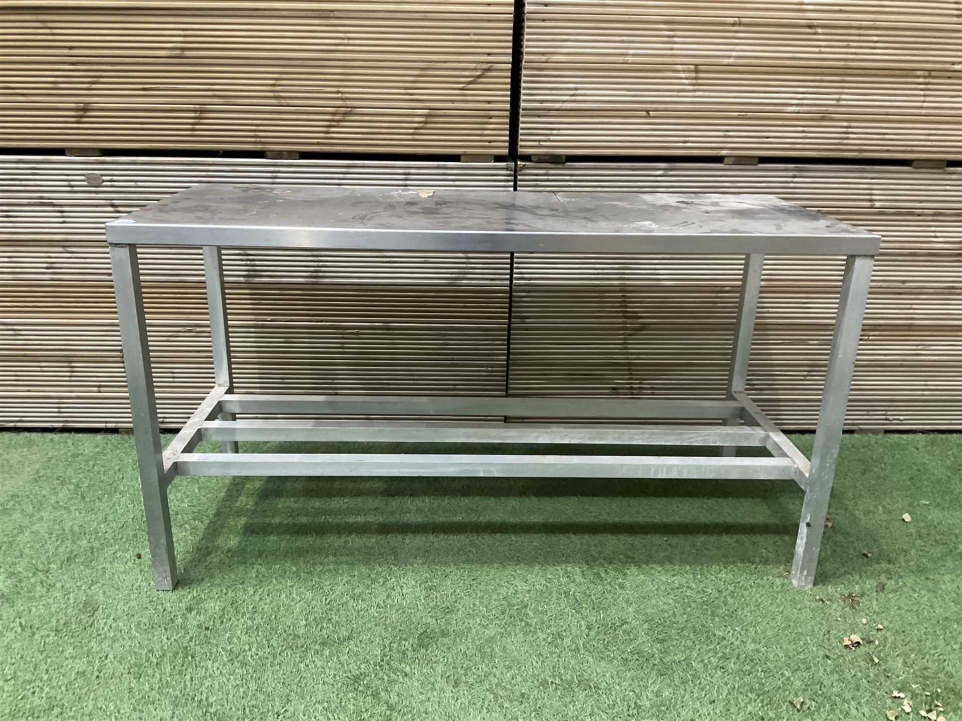 Aluminium framed kitchen preparation table with stainless top - Image 2 of 4