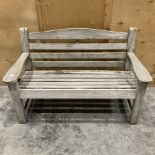 Solid teak two seater garden bench